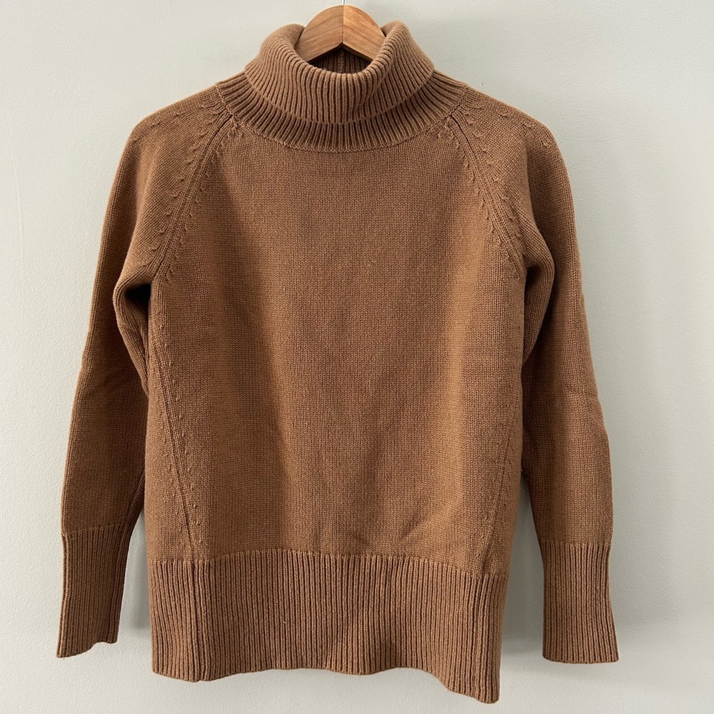 Babaton X Aritzia Camel Brown Wool Cashmere Blend Cozy Knit Turtleneck Sweater - Picture 5 of 5